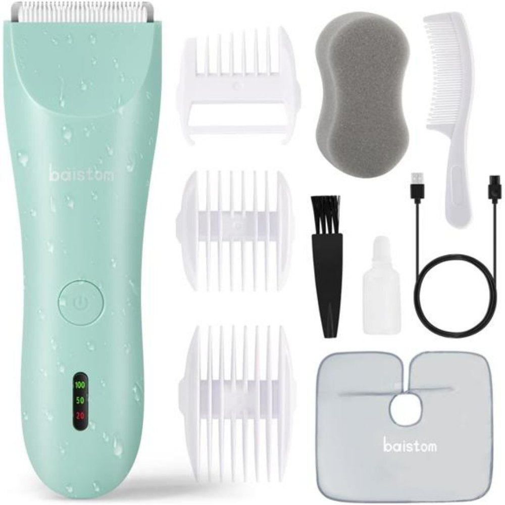 Baby Hair Clippers, Quiet Hair Trimmer, Waterproof Rechargeable Cordless (Green)